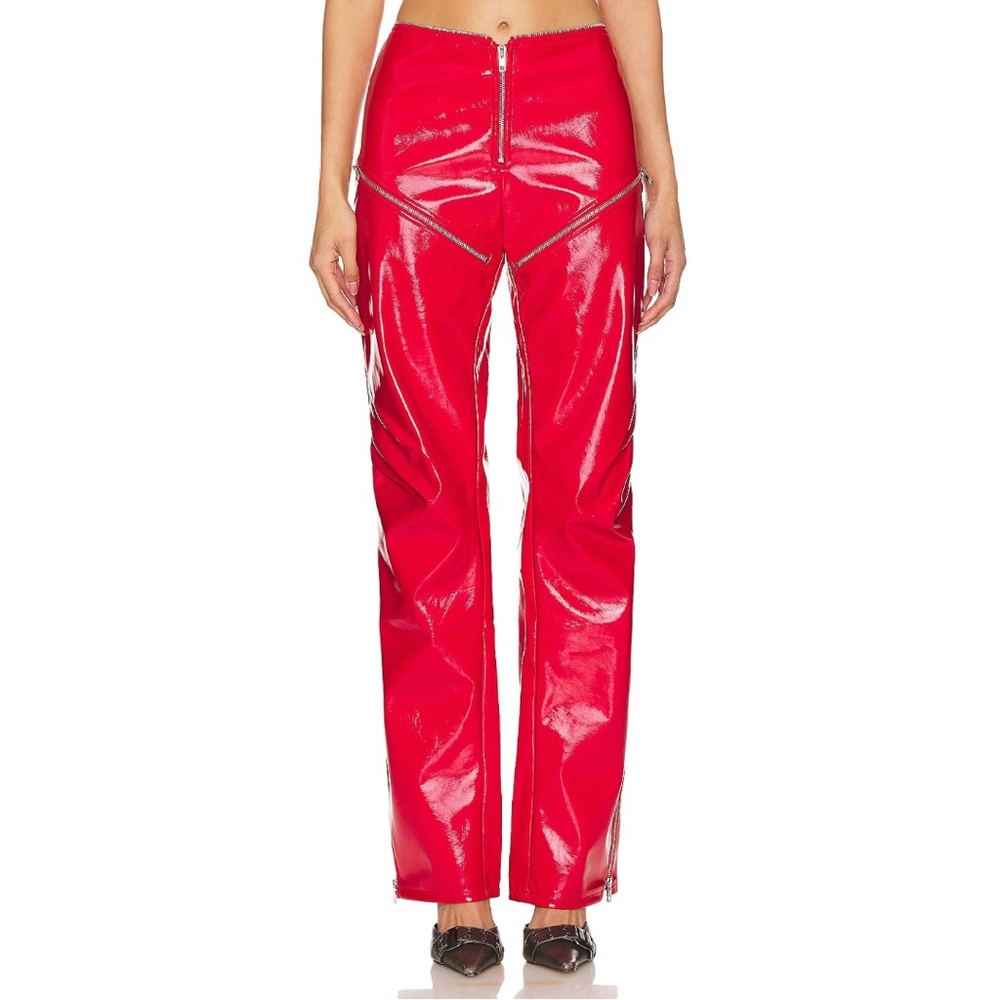 I.AM.GIA Red Glossy Straight Leg Pants